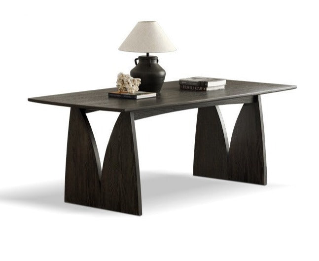 Oak Solid wood black dining table-