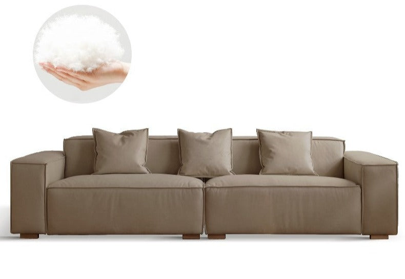 Luxury cow leather sofa, technical fabric sofa)