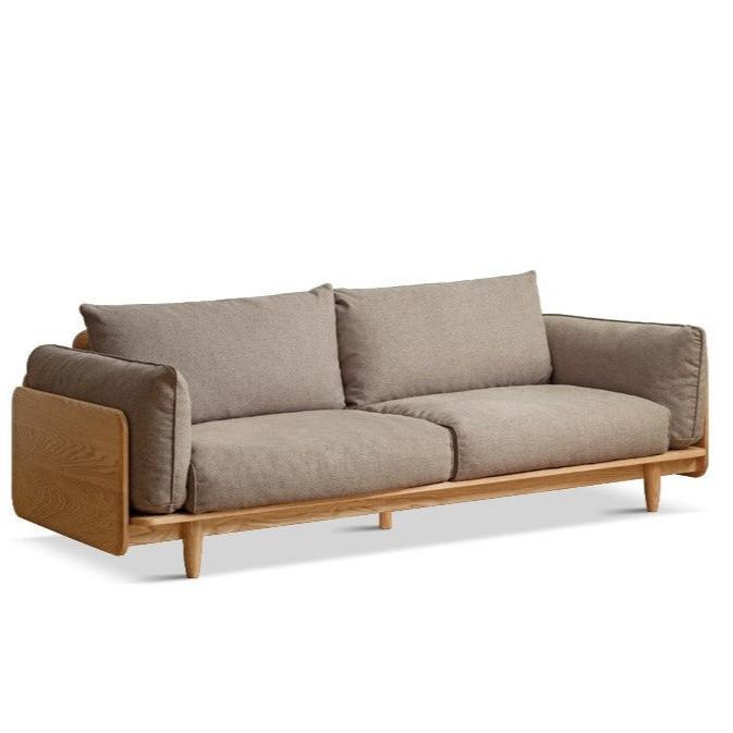 Oak solis wood sofa Genuine Leather, fabric: