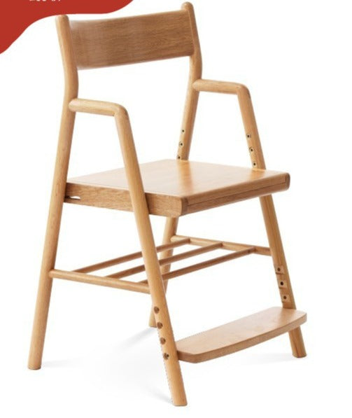 Height-adjustable oak solid wood Kids chair"