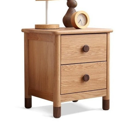 Oak Solid Wood Two-Drawer Nightstand