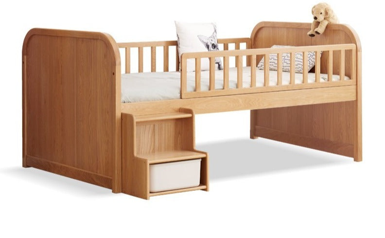 Multi-function wide storage box bed oak solid wood"