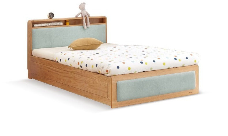 Multifunctional storage bed Oak solid wood with LED light"