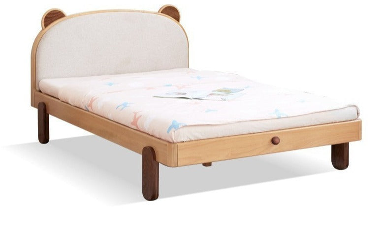 Beige bear, kitten soft ,beech solid wood bed-