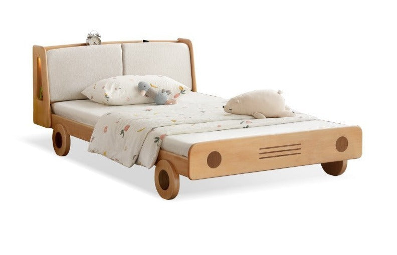 Luminous car bed with storage space Oak solid wood"
