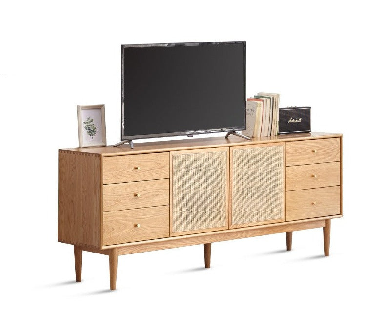 Rattan Oak Solid wood Bedroom TV cabinet"+