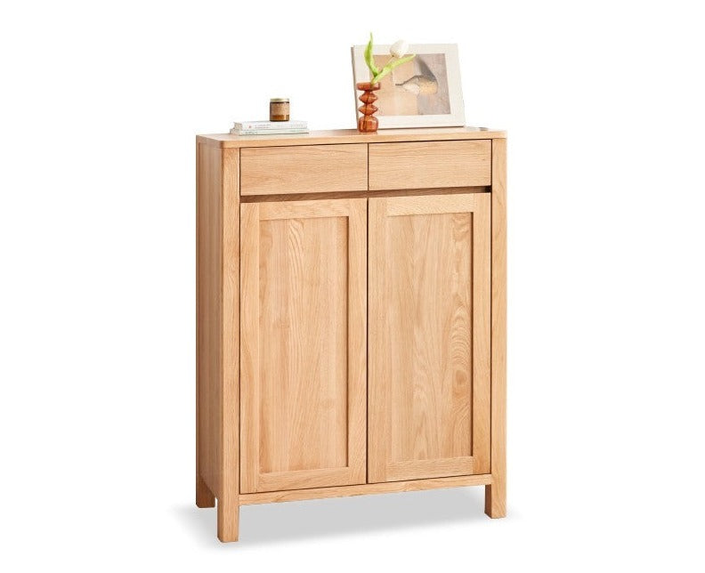 Four-door Shoe cabinet Oak solid wood"