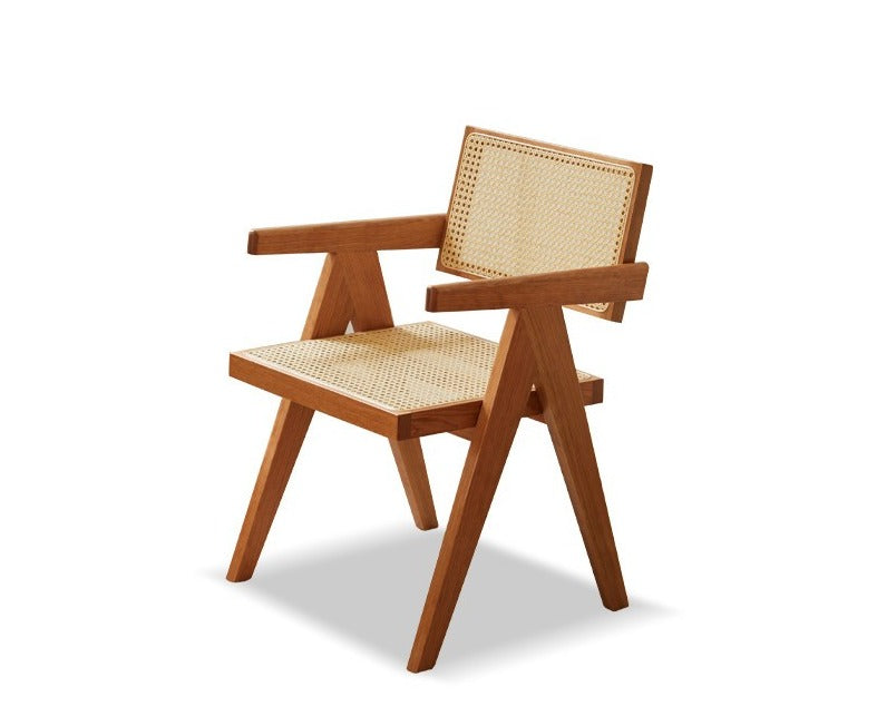 Retro Rattan solid wood chair-