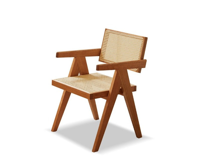 Retro Rattan solid wood chair-