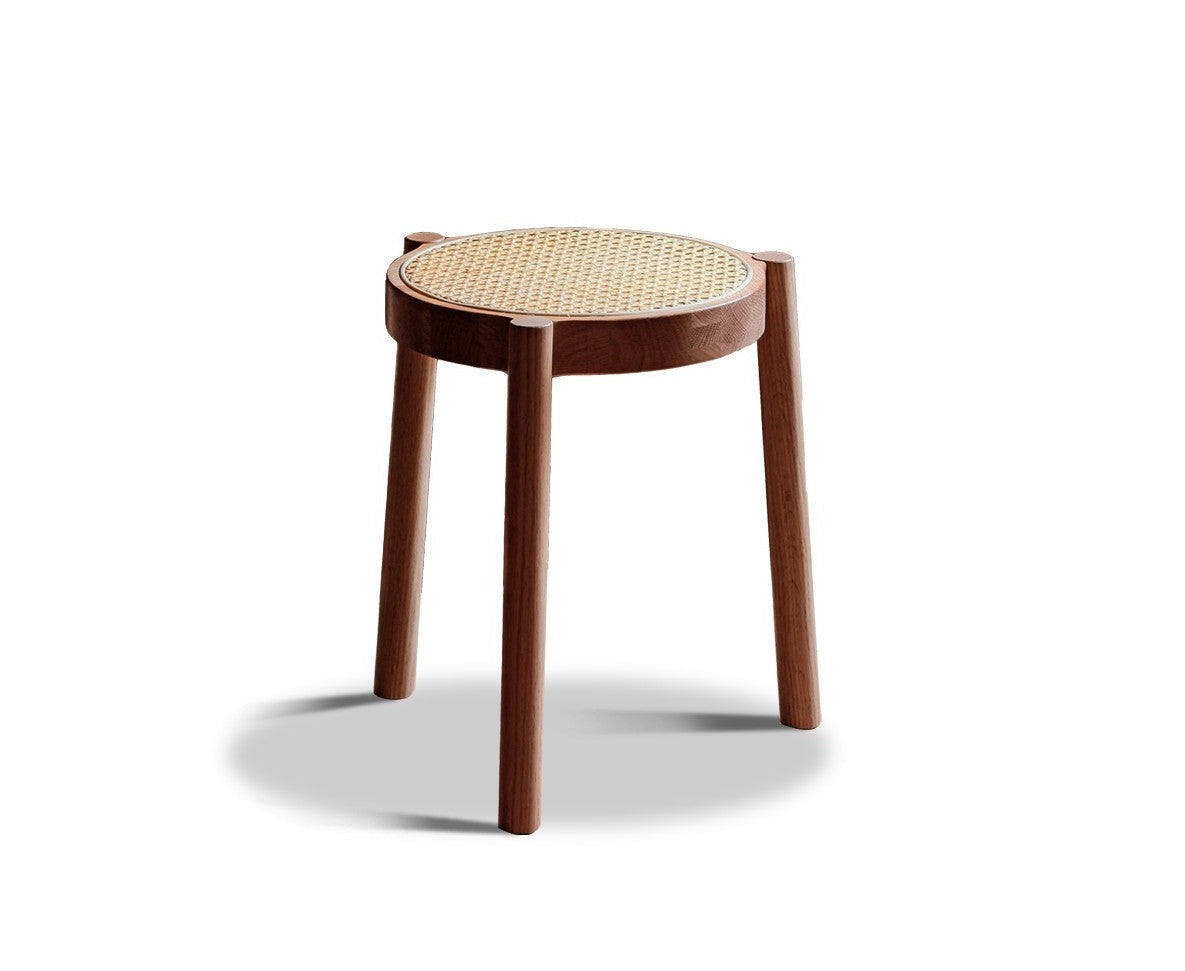 Stool rattan Oak solid wood can be stacked