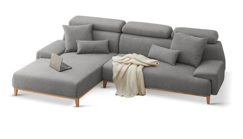 Corner fabric sofa adjustable headrest+