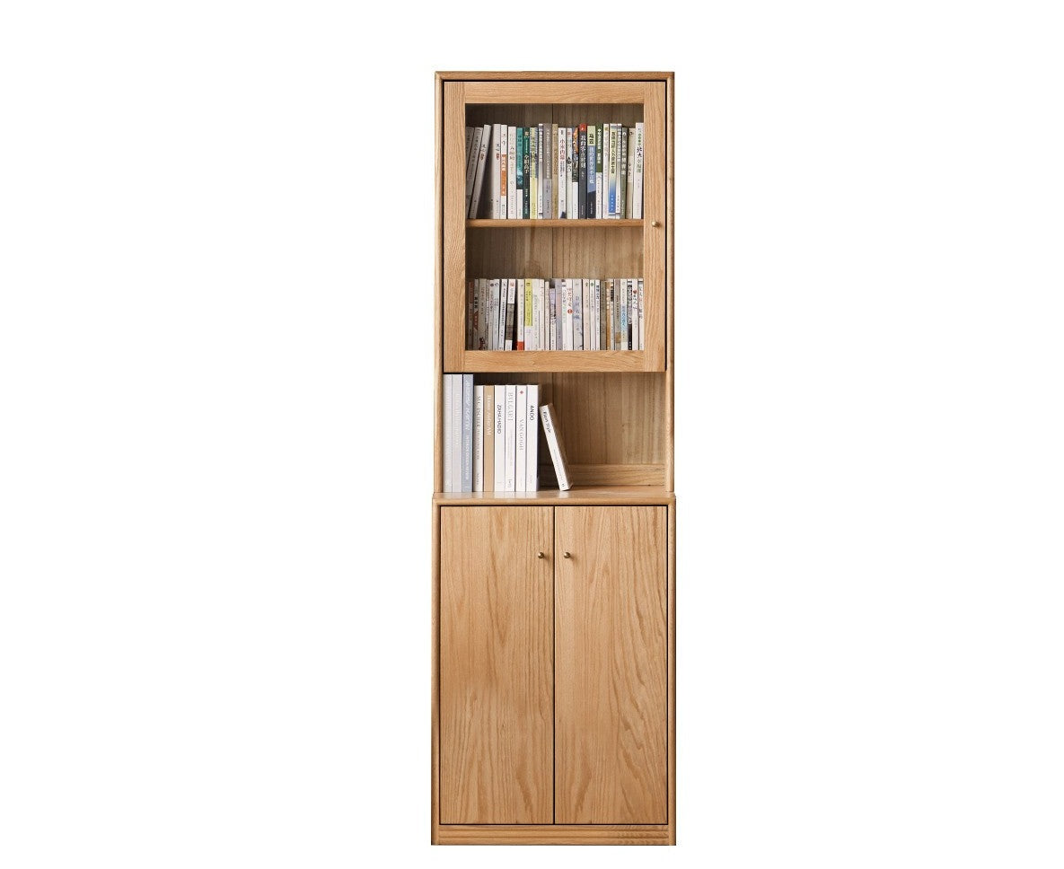 Floor-to-ceiling combination bookshelf, glass bookcase Oak"