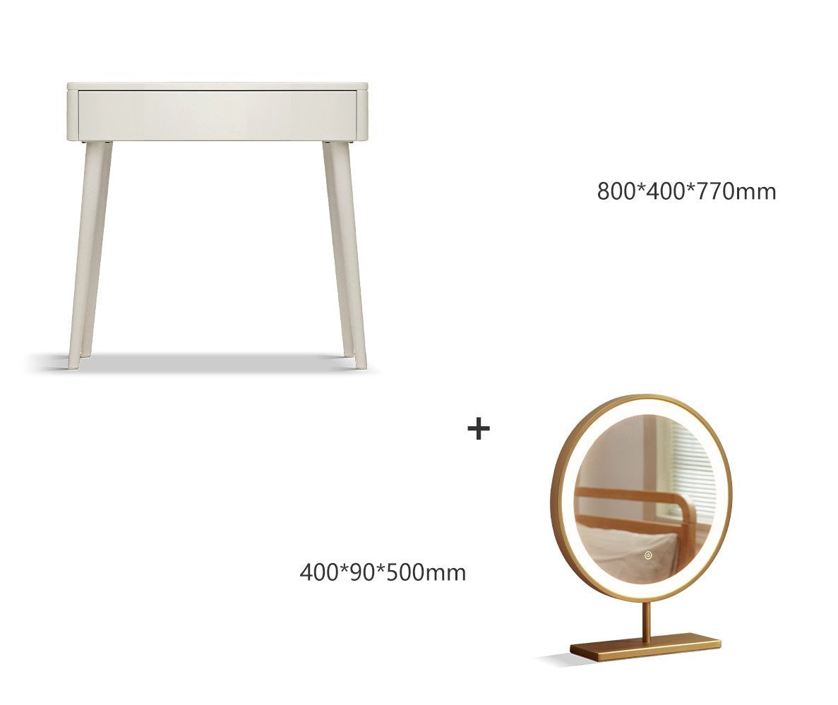 Telescopic dressing table Poplar solid wood+LED makeup mirror_