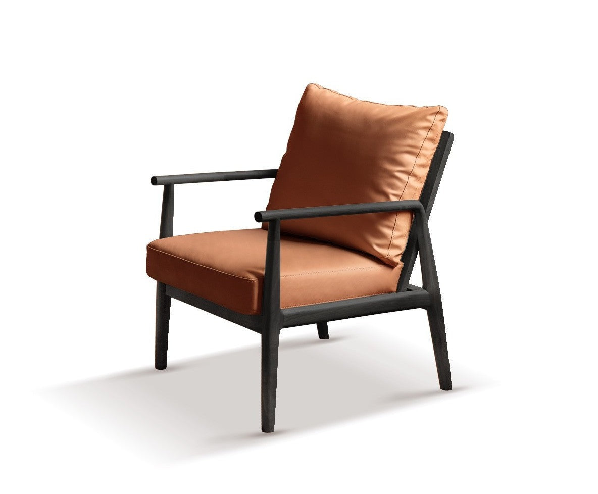 Leisure armchair & footstool Black Walnut solid wood)