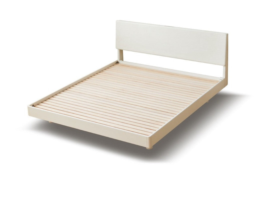 Cream suspended bed with light Oak solid wood"
