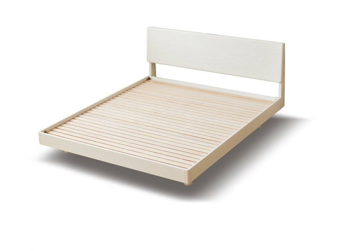 Cream suspended bed with light Oak solid wood"_)
