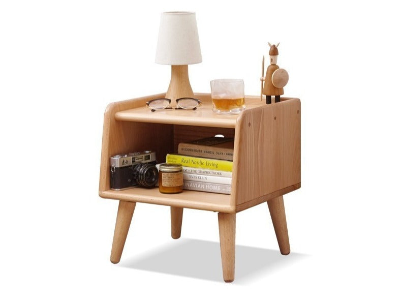 Fully open bedside cabinet Beech solid wood-