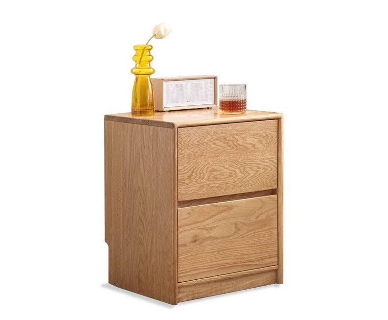 Oak solid wood Two drawer Nightstand)