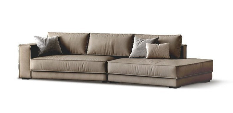 Italian Special-Shaped Corner Fabric Down Sofa+