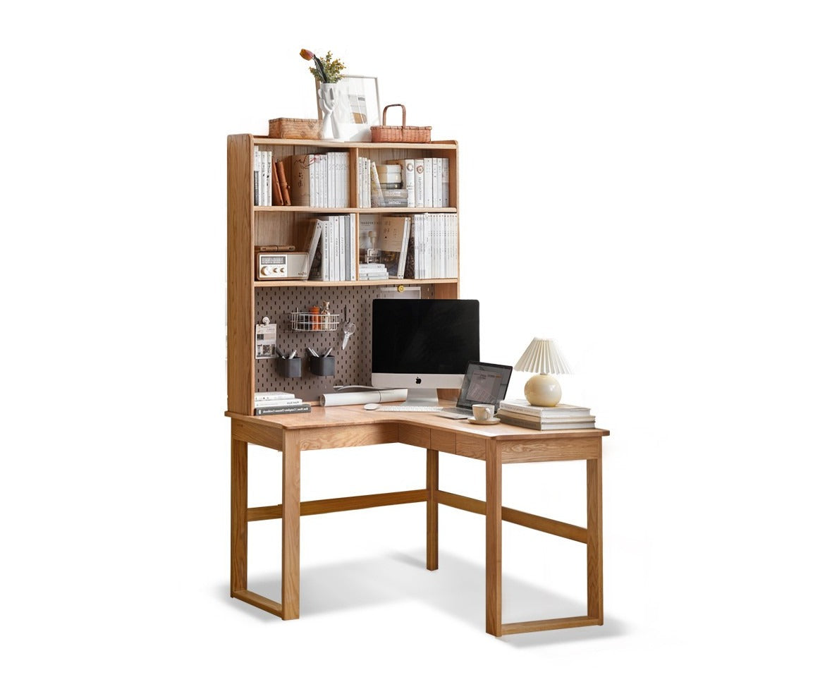 Office desk with bookshelf Oak solid wood