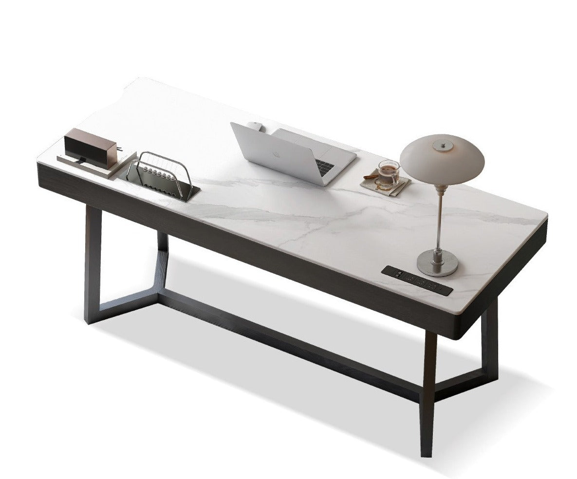 Office desk slate top  Italian light luxury Oak solid wood"