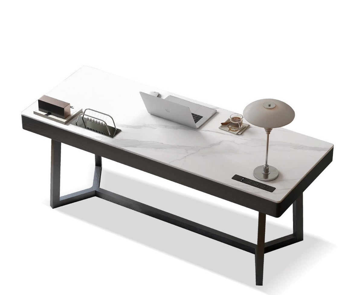 Office desk slate top  Italian light luxury Oak solid wood-