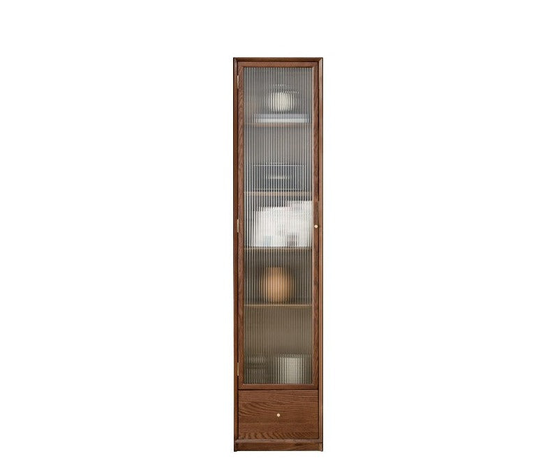 Oak solid wood dust-proof glass door bookcase wall floor-to-ceiling bookshelf"