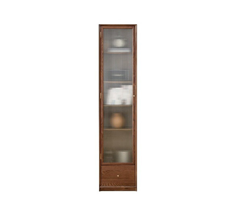 Oak solid wood dust-proof glass door wall floor-to-ceiling bookshelf<