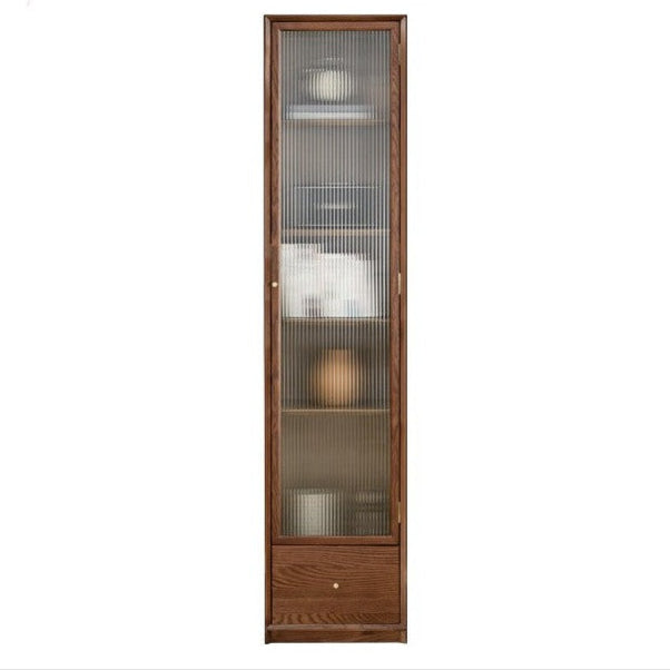 Oak Solid Wood Dust-Proof Glass Door Wall Floor-to-ceiling Bookshelf