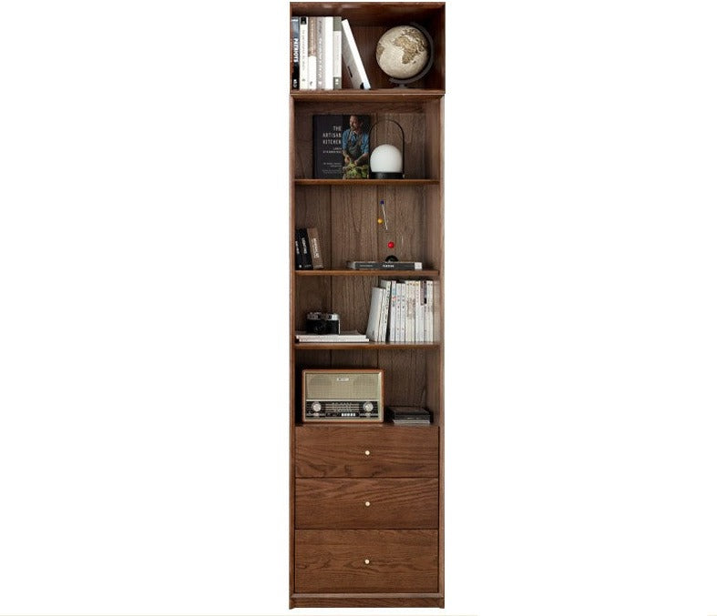 Oak solid wood dust-proof glass door bookcase wall floor-to-ceiling bookshelf"