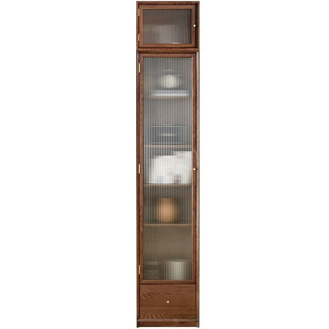 Oak Solid Wood Dust-Proof Glass Door Wall Floor-to-ceiling Bookshelf