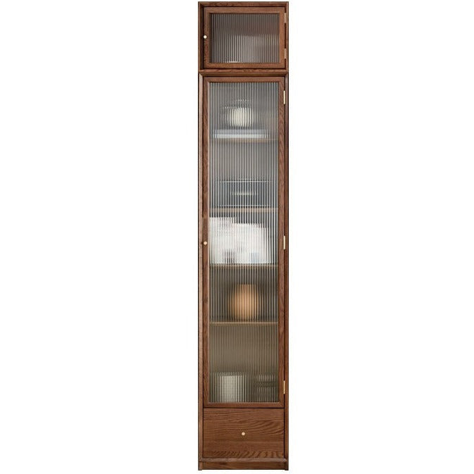 Oak Solid Wood Dust-Proof Glass Door Wall Floor-to-ceiling Bookshelf