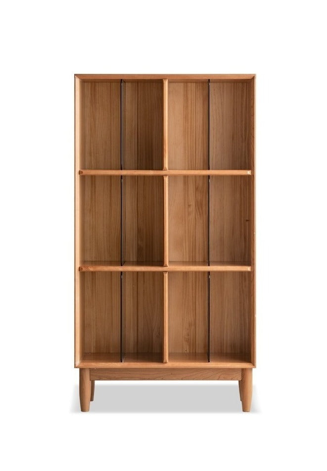 Bookshelf cherry solid wood lattice cabinet"