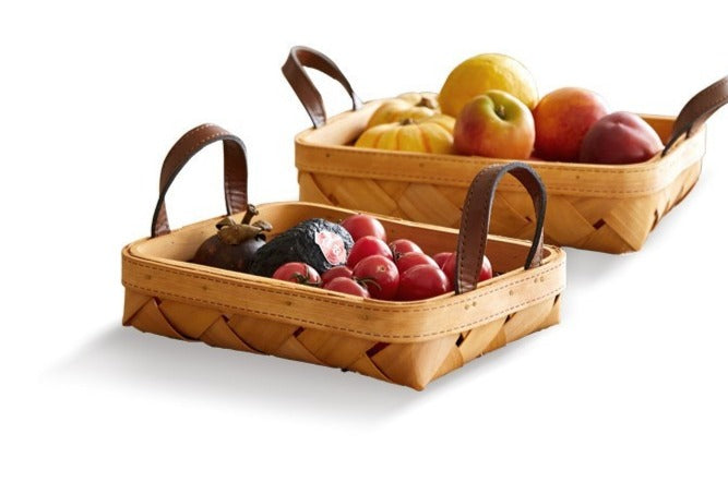 Handmade Wooden Chip Weaving Basket Set 2 pcs"
