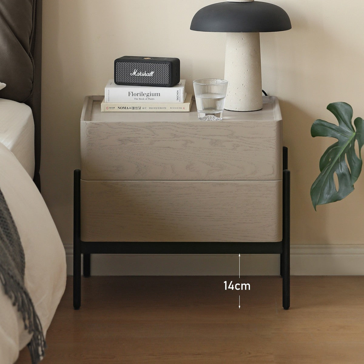 Morandi Premium Gray light luxury bedside storage Oak solid wood"