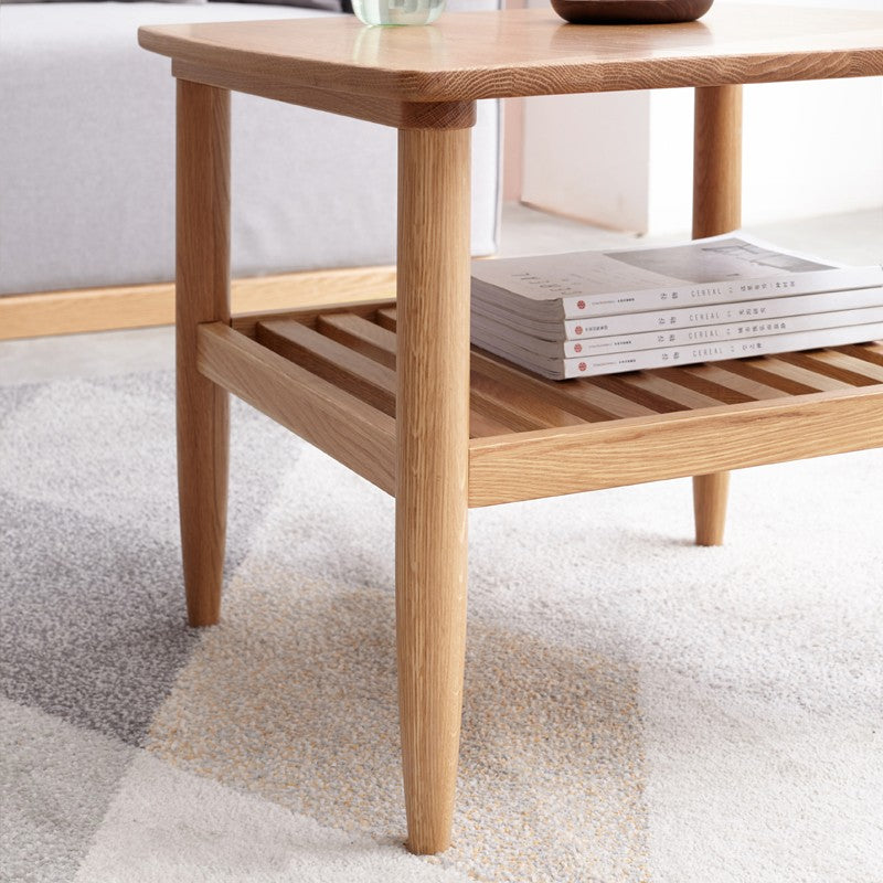 Oak Solid Wood double-layer coffee table"