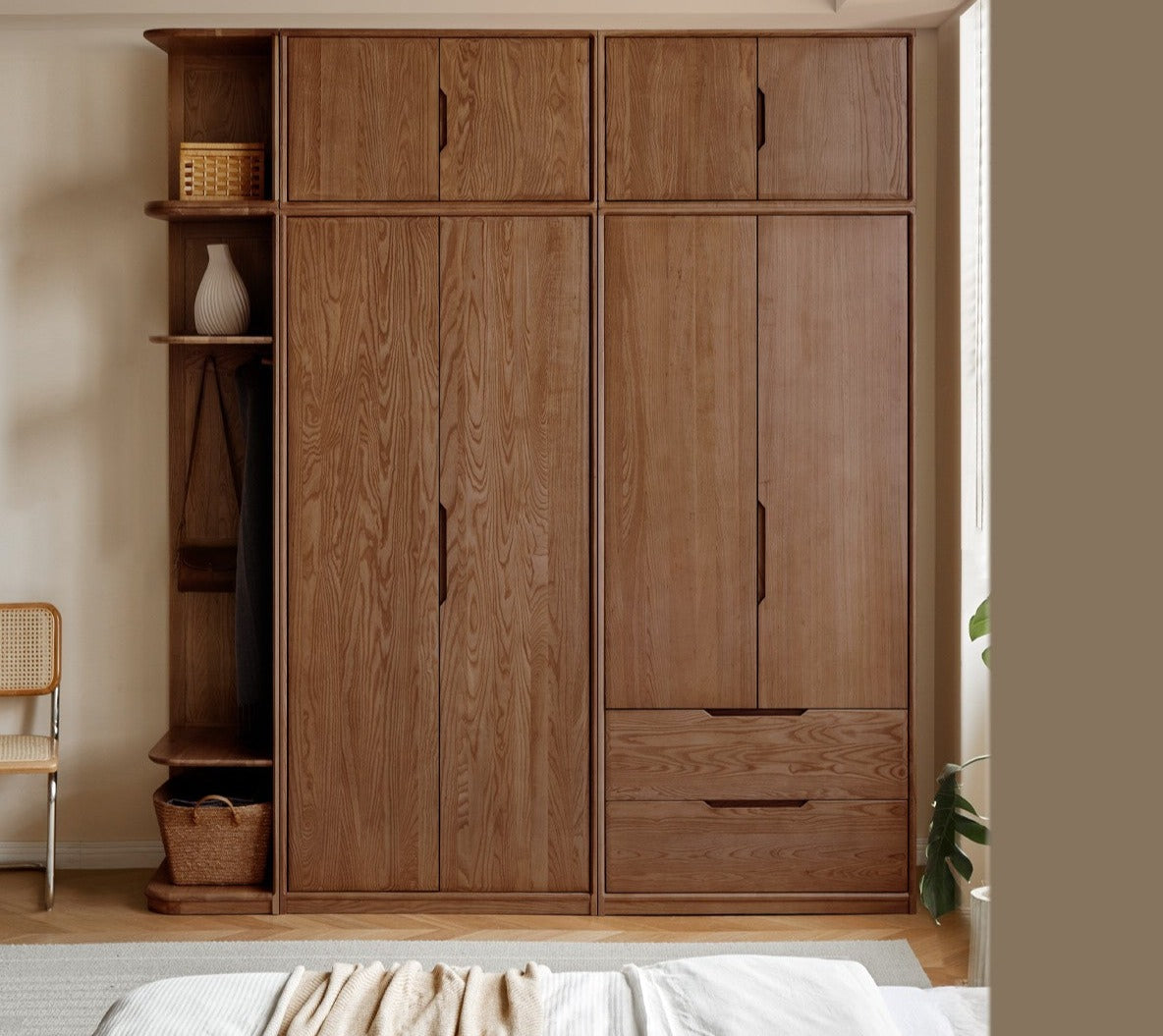 Ash solid wood wardrobe modern minimalist -