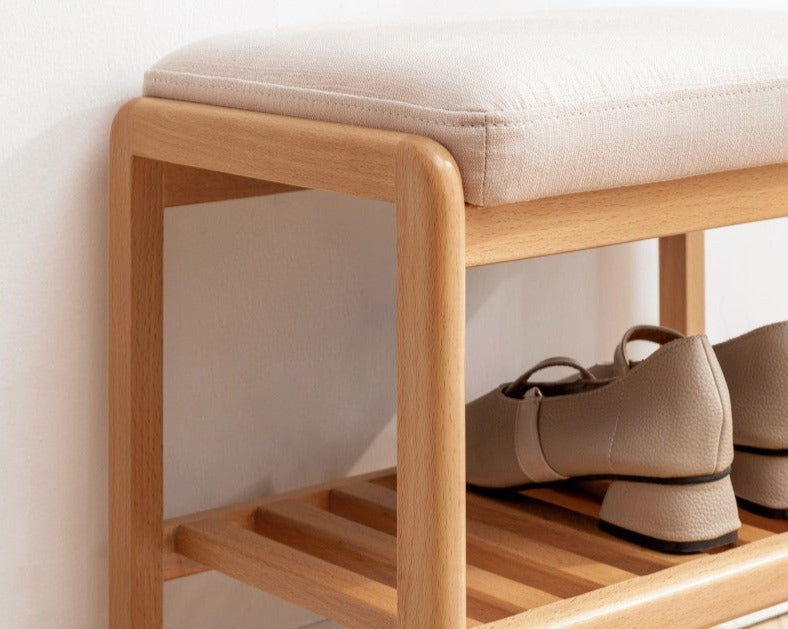 Beeech solid wood shoe changing stool"