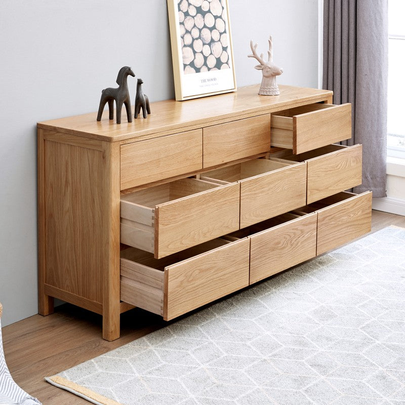 Oak solid wood nine-drawer cabinet  chest of drawers"