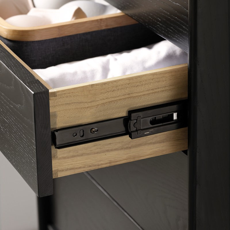 Ash Solid Wood Simple Bedroom Drawer Cabinet Black"