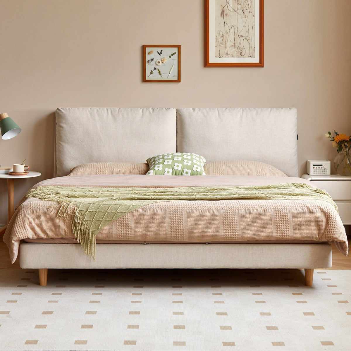 Imitation cotton and linen fabric Bed _)