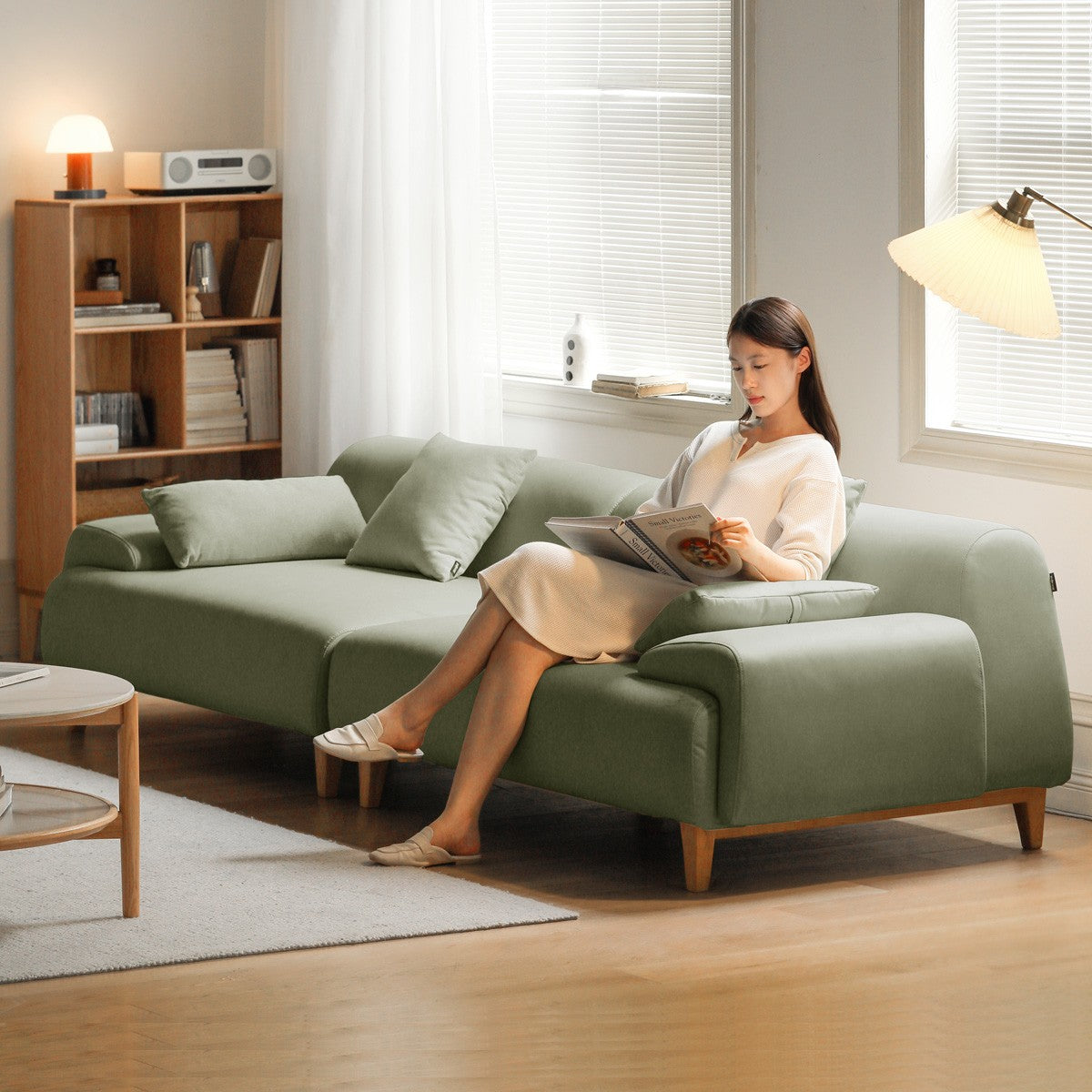 Oak solid wood Technology Fabric Sofa Nordic Modern "