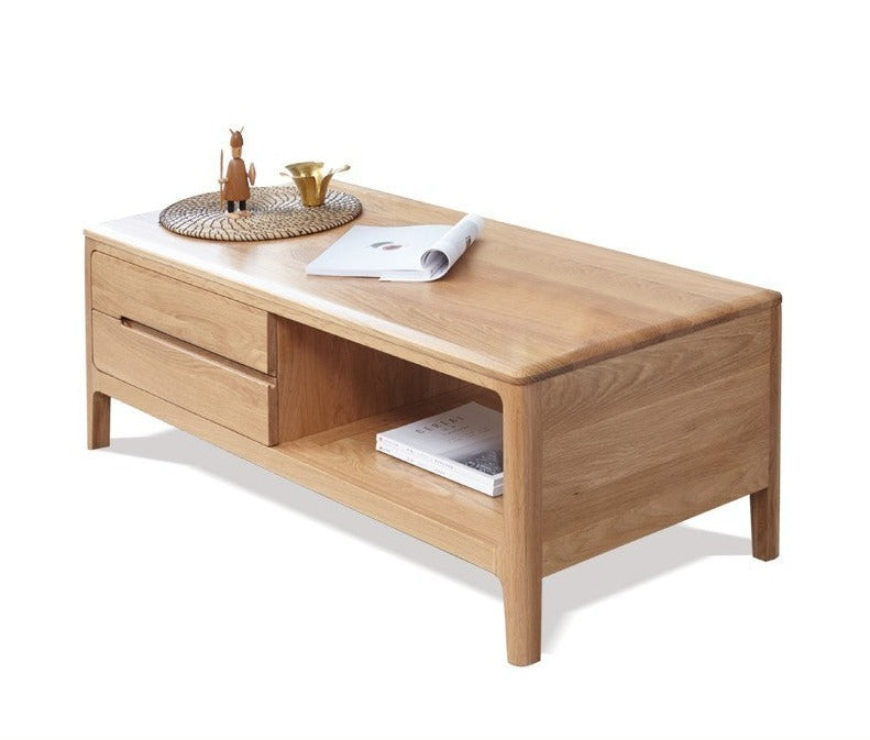 Coffee table three drawers Oak solid wood"