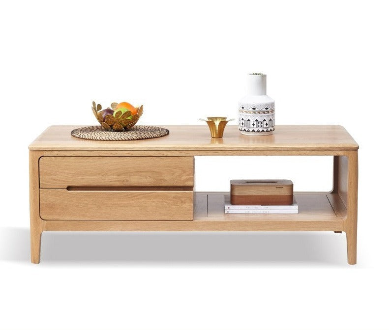Coffee table three drawers Oak solid wood"
