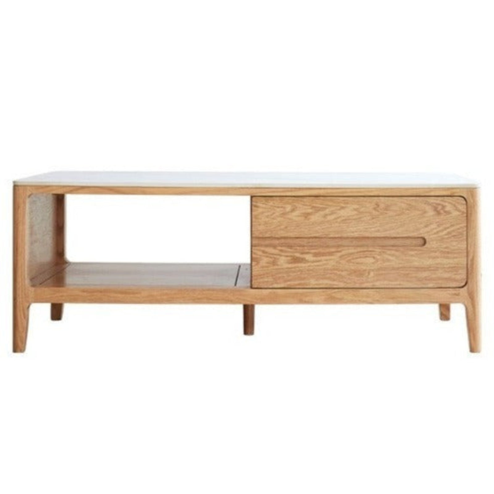 Oak, Solid Rubberwood Coffee Table Three Drawers
