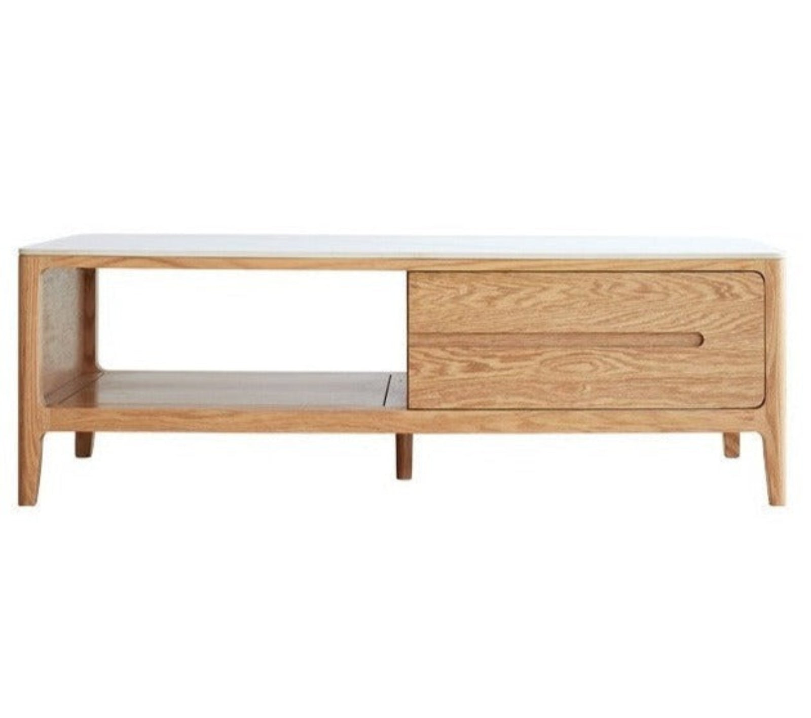 Oak, Solid Rubberwood Coffee Table Three Drawers