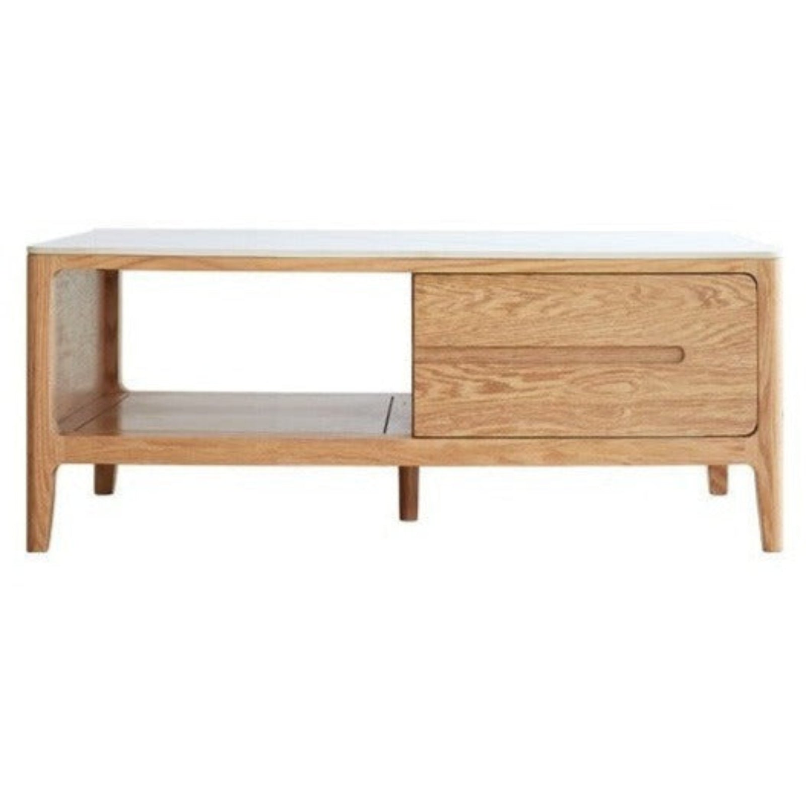 Oak, Solid Rubberwood Coffee Table Three Drawers