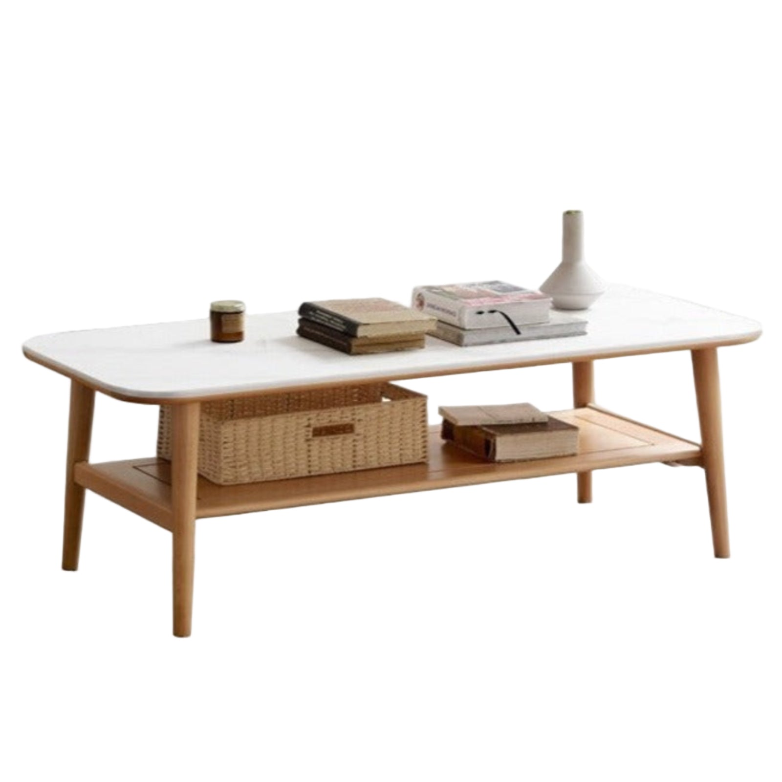 Oak, Beech Solid Wood Slate Coffee Table