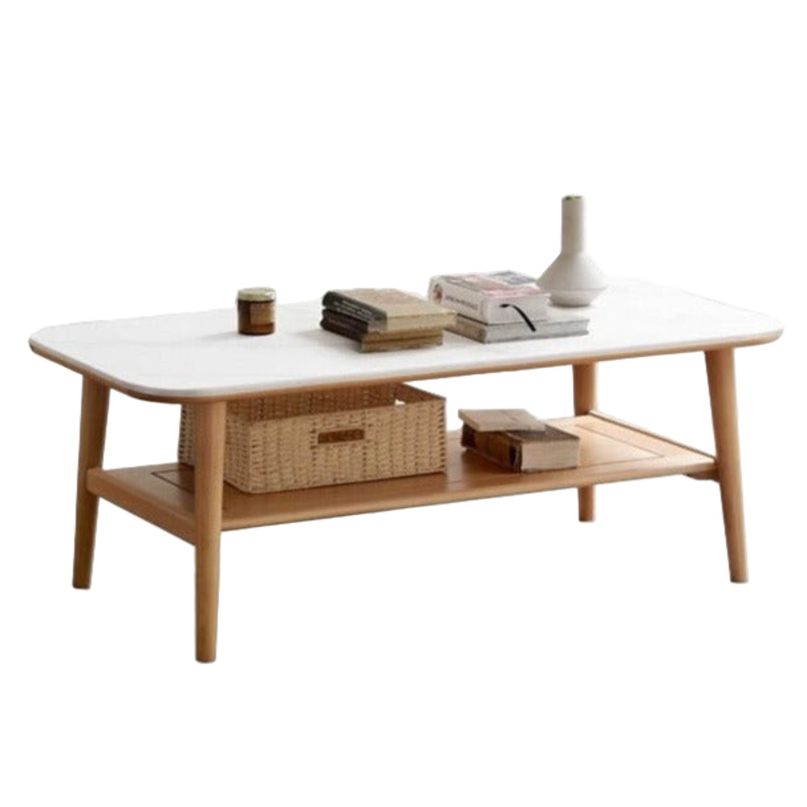 Oak, Beech Solid Wood Slate Coffee Table