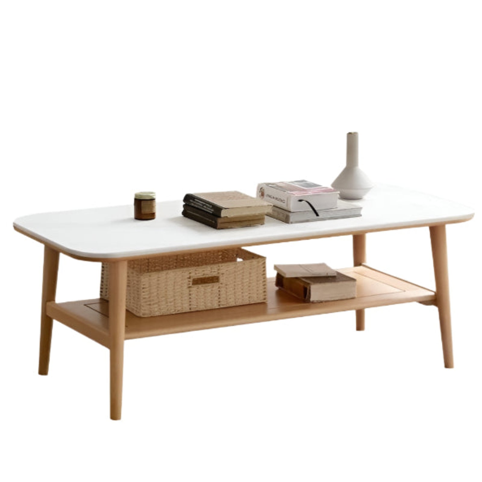 Oak, Beech Solid Wood Slate Coffee Table